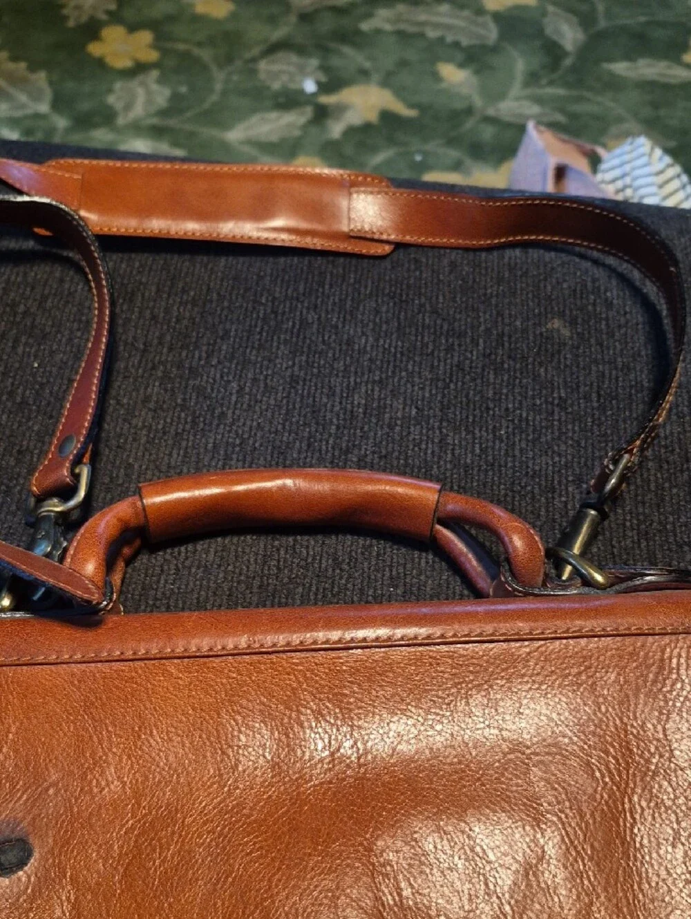 Men's Leather Briefcase Bag in Cognac Brown